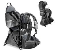 besrey Baby Backpack Carrier, Toddler Hiking Backpack with Safety 3-Height Seat, Adjustable Straps&Waist Belt, Foldable Frame Lightweight Large Capacity Child Carrier for Hiking (Shiny Black)