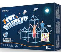 besrey Kids Fort Building Kit Den Building Kit 133 Pcs with Toss Game - Creative Fort Glow in Dark, Outdoor Play Playground Equipment, DIY Construction STEM Toys for Kids Game