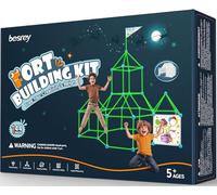 besrey Kids Fort Building Kit Den Building Kit 144 Pcs with Toss Game - Creative Fort Glow in Dark, Outdoor Play Playground Equipment, DIY Construction STEM Toys for Kids Game