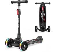 besrey Kids Scooter - 4-Level Adjustable Height, Foldable Kick Scooter with LED Flashing Wheels, Lean-To-Steer, Wide Deck for Boys & Girls (110 lbs)