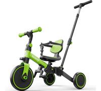 besrey Toddler Bike with Parent-Controlled Push Handle for 1-3 Years Old Girls and Boys, Foldable Kids Push Tricycle, Toddler Tricycle with Removable Pedals, Height Adjustable Seat