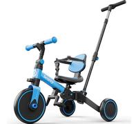 besrey Toddler Bike with Parent-Controlled Push Handle for 1-3 Years Old Girls and Boys, Foldable Kids Push Tricycle, Toddler Tricycle with Removable Pedals, Height Adjustable Seat