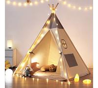 besrey Toddler Tipi Tent，Teepee Tent for Kid，Teepee Kids Tent, Kids Teepee indoor with Padded mat and Lights, Play tent Cotton Indoor Playhouse for Toddler Girls