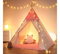 besrey Toddler Tipi Tent，Teepee Tent for Kid，Teepee Kids Tent, Kids Teepee indoor with Padded mat and Lights Play tent Cotton Indoor Playhouse for Toddler Girls