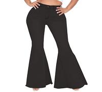 BessCops Plus Size Bell Bottom Jeans for Women Elastic High Waisted Classic Flared Denim Pants, Black Butterfly, 5X-Large