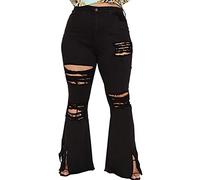 BessCops Plus Size Bell Bottom Jeans for Women Elastic High Waisted Classic Flared Denim Pants, Black259, 5X-Large