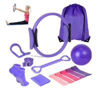 Besseling Pilates Kit 13 pcs, Pilates Essential Kit for Home Workouts, 12” Pilate Circle Yoga Ring, Pilates Ball, Resistance Bands, Pilates Socks, Pilates Sets for Women Gift (purple)