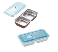 Besseling Snack Box with Compartments, Stainless Steel Snack Spots with Lids, Snackle Boxes Double Compartment, Reusable Snack Containers Dishwasher Safe (2pcs)