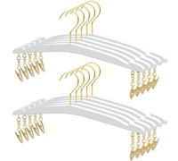 Besser 10 Pack Lingerie Hangers with Gold Metal Clips,Imitation White Wood Grain Bikini Hangers,Tank Tops,Cami,Belts and Ties