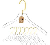 Besser Acrylic Clear Hangers - 15 Pack Premium Quality Crystal Hangers with Gold Hooks for Luxury Dress Suits