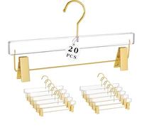 Besser Gold Acrylic Hangers,20 Pcs Clear Hangers with Gold Hooks,Luxurious Skirt Pants Hangers for Clothing Closet Storage