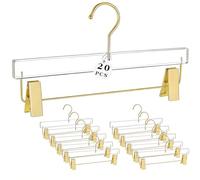 Besser Gold Acrylic Hangers,20 Pcs Clear Hangers with Gold Hooks,Luxurious Skirt Pants Hangers for Clothing Closet Storage