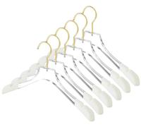 Besser Luxury Acrylic Hangers 38 cm,6 Pack Gold Acrylic Hanger for Coat Suit,Premium Crystal Non-Slip Hangers with Gold Hook