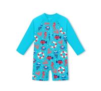 BesserBay Baby Boys Blue Marine World UPF 50+ Long Sleeve Swimsuit Snaps Bottom Zipper One Piece Swimwear 18-24 Months