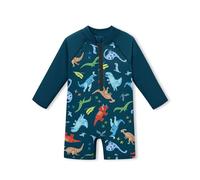 BesserBay Baby Boys Navy Multicolor Dinosaur UPF 50+ Long Sleeve Swimsuit Snaps Bottom Zipper One Piece Swimwear 18-24 Months