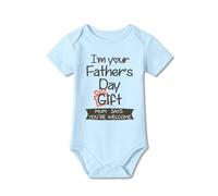 BesserBay Baby Newborn First Fathers Day Baby Grows Happy 1st Fathers Day Bodysuit Onesie Blue 9-12 Months