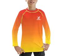 BesserBay Big Boys Orange Yellow Gradient Breathable Rashguard UPF 50+ Summer Long Sleeve Sun Vest 11-12 Years