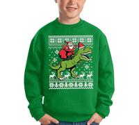 BesserBay Christmas Boys Xmas Sweatshirt Ugly Novelty Party Funny Crewneck Jumper Santa Dinosaur Green 9-10 Years