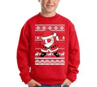 BesserBay Christmas Girls Loose Fit Santa Sweatshirt Crewneck Ugly Novelty Party Jumper Santa Claus Red 9-10 Years