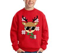 BesserBay Christmas Girls Santa Loose Fit Sweatshirt Funny Crewneck Ugly Novelty Party Jumper Elk Red Unisex 7-8 Year