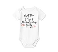BesserBay First Father’s Day Baby Grow 100% Cotton Soft Bodysuits Short Sleeve Cute Onesies Unisex White 6-9 Months