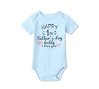 BesserBay First Father’s Day Baby Grow Soft Bodysuit Printed Short Sleeve Cute Onesies Newborn Boys & Girls Blue 6-9 Months