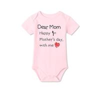 BesserBay First Mother’s Day Baby Bodysuit Soft Cotton Outfit Printed Short Sleeve Baby Grow Cute Onesies Unisex 3-6 Months