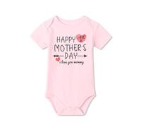 BesserBay Happy First Mother’s Day Baby Grow Heart Printed Short Sleeve Bodysuit Cute Onesies Unisex 0-3 Months