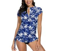 BesserBay Ladies Crew Neck Zip Lightweight Rash Guad Shirt Swimsuit Quick Dry Zipper Swimming Costume C1 L