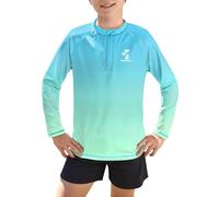 BesserBay Little Boys Sun Protective Quick Dry 1/4 Zip Swimming Shirt Blue Aqua Green Gradient Long Sleeve Rash Vest 5-6 Years