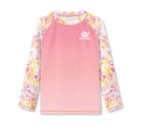 BesserBay Long Sleeve Rash Guard Shirt for Little Kids Pink Yellow Gradient Tropical Stretchy Fabric UV Swimwear 5-6 Years