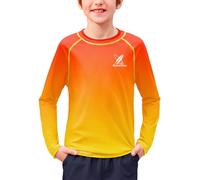 BesserBay Quick Drying UV Protection Rash Vest for Big Boys Orange Yellow Gradient Summer Long Sleeve Sun Top 13-14 Years