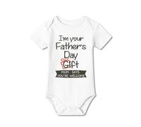 BesserBay Unisex Baby Happy Fathers Day Gift Baby Grows Newborn First Fathers Day Onesie Outfit White 3-6 Months