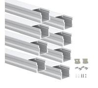 Besseto 8 Pack 3.3 ft/1 m Spotless LED Aluminium Channel, Flat Milky Diffuser, Deep Aluminium Profile Channel for LED Strip Light Width Up to 12 mm