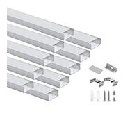 Besseto LED Aluminum Profile 10 x 1m, U Shape LED Strip Light Aluminum Profile Channel with Milky Cover and End Caps for Kitchen Cabinet
