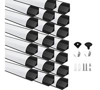 Besseto LED Aluminum Profile 20 x 1m, V Shape LED Strip Light Diffuser Profile with Milky Cover, End Caps and Mounting Bracket, Aluminum Profile for LED Strips (20 x 1m V Shape)