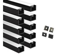 Besseto LED Aluminum Profile for Wall Panel,Wood Slat Wall Panel LED Strip Light Aluminum Channel Profile for Living Room Bedroom Bathroom Stairs (Black-10Pack 3.3Ft)