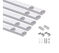 Besseto LED Profile U Shape, 10 x 1.5m LED Aluminum Profile, LED Strip Light Diffuser Profile Channel with Milky Cover, End Caps and Mounting Bracket, Aluminum Profile for LED Strip