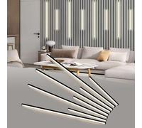 Besseto LED Wall Panel Lights Black,Wood Slat Wall Panel Strip Light,3000K Touchable Switch Dimmable LED Recessed Lighting for Living Room Bedroom Bathroom Stairs (Black-8PCS)