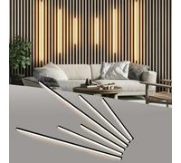 Besseto LED Wall Panel Lights Black,Wood Slat Wall Panel Strip Light,3000K Touchable Switch Dimmable LED Recessed Lighting for Living Room Bedroom Bathroom Stairs (Black-6PCS)