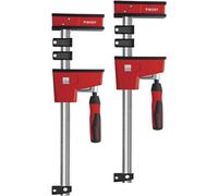 BESSEY 2 x Body clamp REVO KRE60-2K-SET, Span Width 600 mm, Projection 95 mm, Metal-Reinforced Plastic housing for More Power and Safety, Weight 5.52 kg