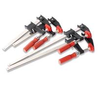 Bessey BESSEY GSCC4PK-C Clamp Set for Woodworking, F-Style with Wood Handle, Replaceable Pads, 2 x 6 in and 2 x 12 in, 600 lb, Red/Black/Silver
