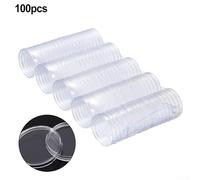 Besshepplo 100pcs Clear Plastic Coin Capsules Storage Box Holder for 30mm Coins Double Shell Design Protects Commemorative Silver Gold and Copper Coins Easy Open Lock High