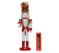 Besshepplo 15-Inch Wooden Christmas Nutcracker with Strawberry Crown for Holiday Decor, Red White Black(B)