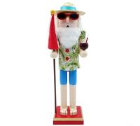 Besshepplo 15 Inch Wooden Nutcracker Santa Claus Figure Hand-Painted Christmas Table Decoration Festive Holiday Ornament Christmas & Holiday Decoration Idea for Fireplace & Table(C)