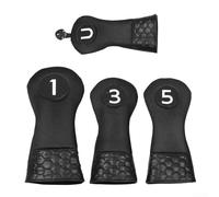 Besshepplo 4 Pack Golf Club Head Covers Set for Driver 3 5 Woods and UT Mesh PU Protective Gear Lightweight Accessories for Men Black Red Yellow Orange Green(Black)