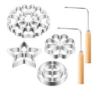Besshepplo 6 Pcs Bunuelos With Handle Rosette Iron Moulds With Handles Shrimp Cake Spoon And Frying Molds For Unique Cookie Designs At Home
