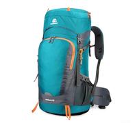 Besshepplo 65L Hiking Backpack, Large Capacity Outdoor Sport Travel Daypack Waterproof Nylon Rucksack With Rain Cover For Camping Trekking(Lake Blue)