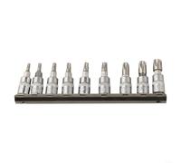 Besshepplo 9Pcs Screwdriver Star Bit Set Precision Head Security Bits 5-Point Pentalobe TS10-TS50 Vanadium Steel 1/4 Inch Drive Socket Hand Tools For Workshop
