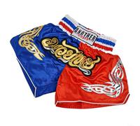 Besshepplo Anotherboxer Unisex Muay Thai Boxing Shorts MMA Kickboxing Fighting Breathable Polyester Elastic Waist Thai Short for Training Sports Fitness Men Women Red White(M Blue+Red)